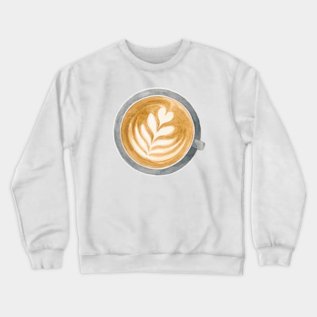 Latte Art Watercolour Painting Crewneck Sweatshirt by Flowering Words